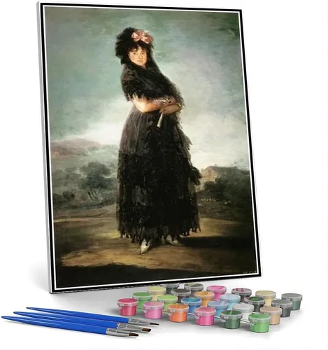 Vista 8 de Kits de pintura por números para adultos y niños maría Luisa de Parma usando alforjas Pintura por Francisco Goya DIY Pintura al óleo por números
