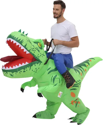 Vista 2 de MT MENGTONG Disfraces de dinosaurio para adultos disfraz inflable para adultos divertidos disfraces de Halloween para hombresmujeres disfraz de T