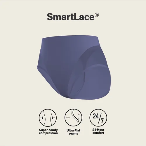 Vista 5 de Leonisa Bragas moldeadoras invisibles de cintura alta, ropa interior de control de abdomen para mujer 543- Azul