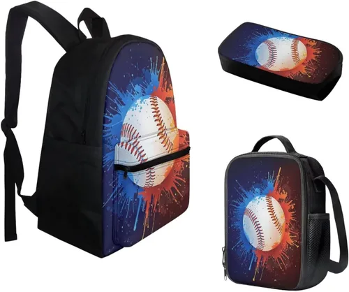 Vista 17 de FOR U DESIGNS Fuego baloncesto impreso niños escuela mochilas viaje mochila libro bolsa