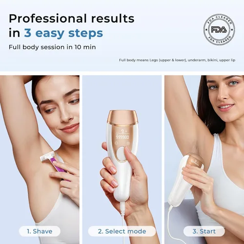 Vista 4 de Depilación láser IPL para mujeres, contacto de enfriamiento de hielo de 41 °F para depilación sin dolor, energía 21J 99% reducción de vello en 2