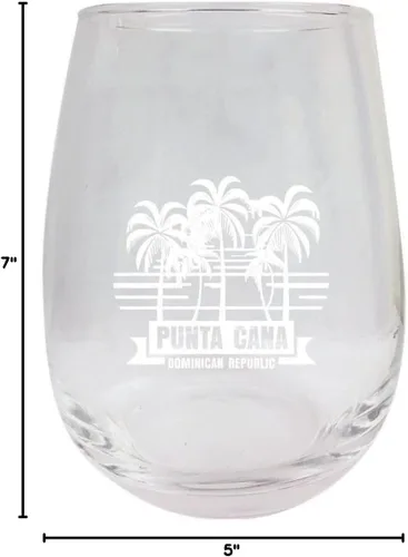 Vista 5 de Punta Cana República Dominicana Souvenir grabado 15 oz Copa de vino PALM Design1