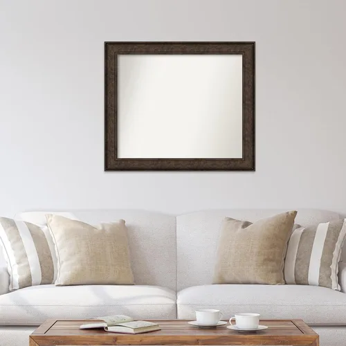Vista 297 de Amanti Art Espejo de pared personalizado no biselado (25 x 25 pulgadas), marco de bronce acentuado, varios tamaños personalizados, espejo de baño