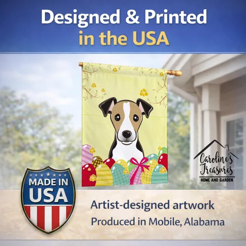 Vista 510 de Caroline's Treasures BB1923GF Bandera decorativa para jardín con diseño de Border Collie, para caza de huevos de Pascua, para jardín, jardín, patio