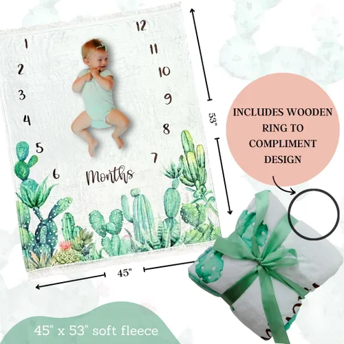 Vista 2 de Manta de hitos para bebé, manta de fotos mensual neutral de género, tabla de crecimiento, accesorios para fotos de recién nacidos a 12 meses, manta