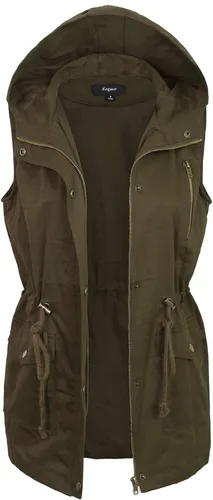 Vista 2 de KOGMO Chaleco militar Anorak con capucha para mujer, con cremallera, talla de EE. UU. (S-XL)