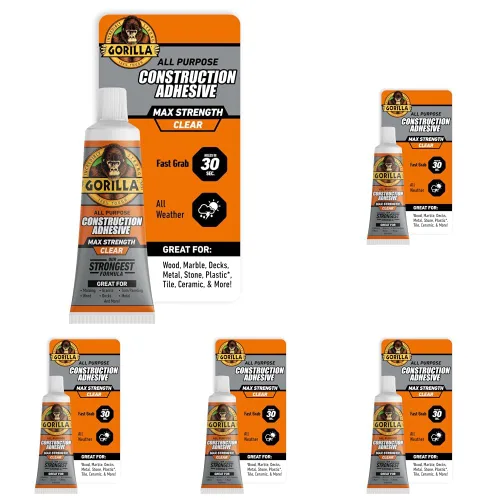 Vista 9 de Gorilla Max Strength - Adhesivo transparente para construcción, tubo de compresión de 2.5 onzas, transparente, (paquete de 1)