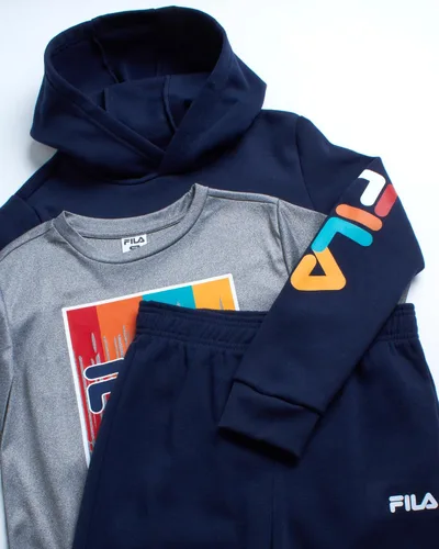 Vista 3 de Fila Conjunto deportivo deportivo para niños, sudadera con capucha de rendimiento de 3 piezas, pantalones deportivos, camiseta - Conjunto de ropa