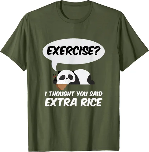 Vista 86 de ¿Ejercicio? I Thought You Said Extra Rice Panda Gift T-Shirt, Negro, S