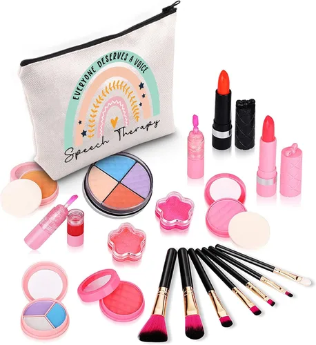 Vista 4 de ZJXHPO Bolsa cosmética de terapia del habla arco iris, todo el mundo merece una bolsa de maquillaje de terapia del habla con cremallera SLP regalo