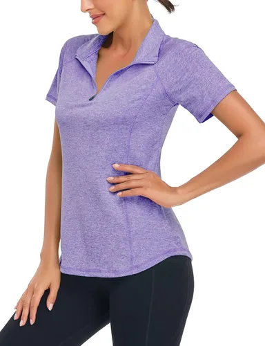 Vista 3 de LURANEE Camisas atléticas de manga corta que absorben la humedad para mujer