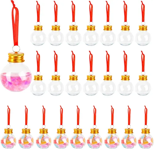 Vista 8 de FOIMAS 24 piezas Bolas de Navidad de Alcohol, Adornos de Árbol de Navidad Rellenables de Alcohol Transparentes Adornos Colgantes de Bola de Alcohol
