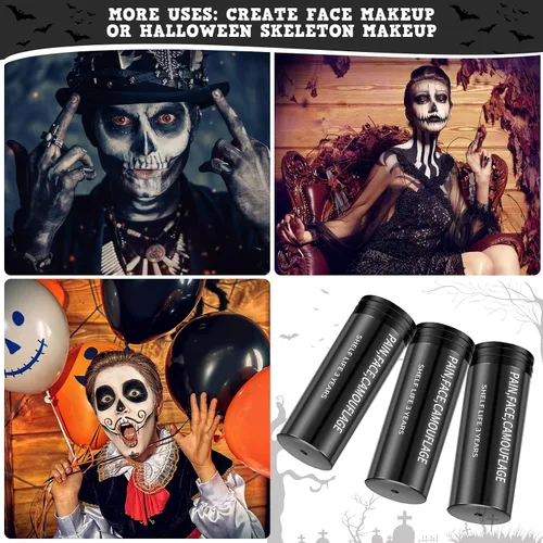 Vista 5 de Sweetude 6 piezas de palo de fútbol deportivo para cara deportiva, pintura facial de fútbol, para sóftbol, béisbol, atletas, estadio, Halloween