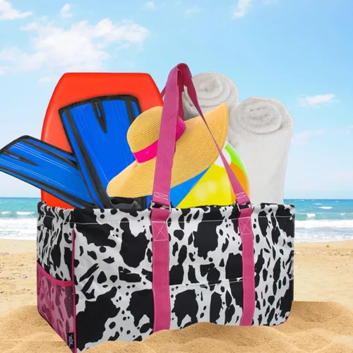 Vista 217 de NGIL Bolsa de comestibles reutilizable extra grande plegable de gran tamaño para comestibles, almacenamiento, picnic, playa, Estampado