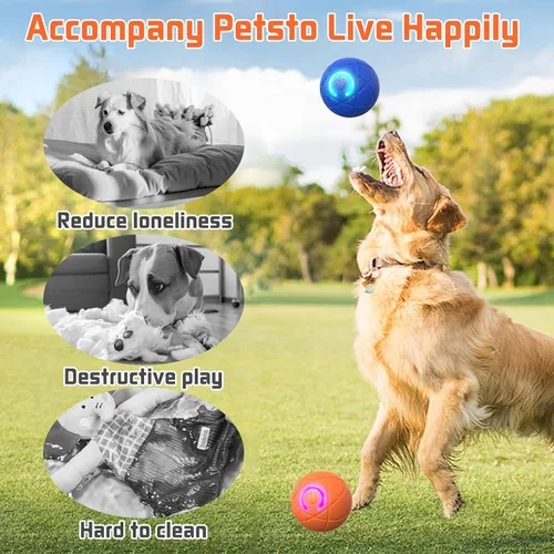 Vista 4 de Juguetes interactivos para perros con bolas, 2026 Bola de rodar y temblor automática para cachorros y perros pequeños y medianos, bola inteligente