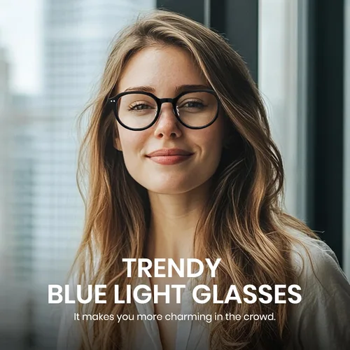 Vista 3 de Cyxus Gafas de luz azul para mujer, redondas, para computadora, con bloqueo de rayos azules, marco Tr90, antideslumbrante, tensión Round blue
