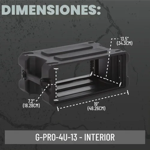 Vista 6 de Gator Cases Pro Series Caja de rack 4U con profundidad de 13" de poco fondo, rotomoldeada Fabricada en EE. UU. (G-PRO-4U-13)