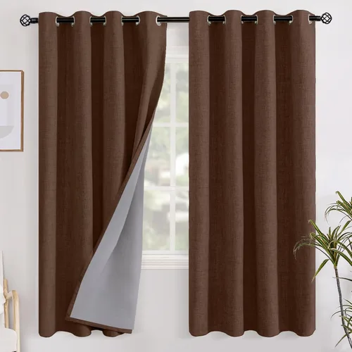 Vista 135 de YoungsTex - Cortinas opacas de lino para dormitorio, oscurecimiento de la habitación, cortinas con textura de lino, paneles con aislamiento térmico