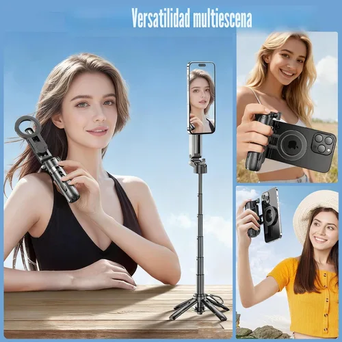 Vista 6 de Trípode magnético 4 en 1 con bolsillo para selfie que se extiende hasta 1.5 pies Portable Camera Grip Handle, Strong Magnetic, Compact, Detachable