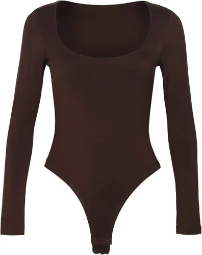 Vista 2 de PALINDA Body de manga larga con cuello redondo para mujer, camiseta básica elástica