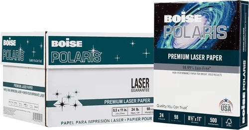 Vista 5 de BOISE POLARIS Papel láser de alta calidad, carta de 8.5 x 11 pulgadas, 98 blanco brillante, 28 libras, cartón de 6 resmas (3,000 hojas)