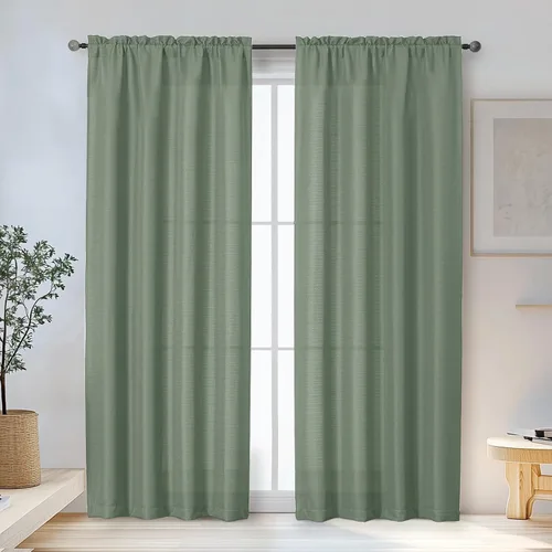 Vista 55 de OWENIE Bob Juego de 2 Paneles de Cortinas Negras de Cocina para Ventanas de 36 Pulgadas de Largo, Cortinas Cortas de Café con Textura de Lino