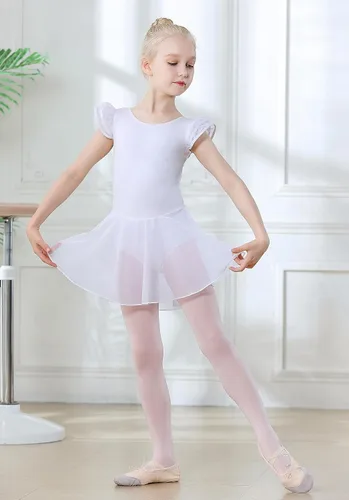 Vista 3 de DIPUG - Leotardos de ballet para niñas, con falda, leotardos de baile, manga con vuelo y espalda cruzada
