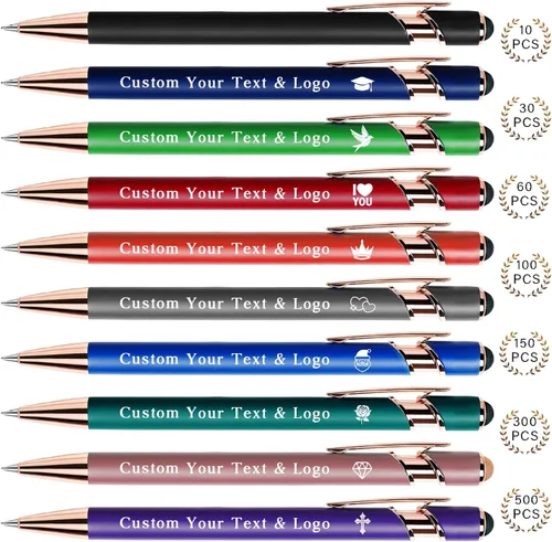 Vista 16 de Bolígrafos personalizados a granel, bolígrafos personalizados con nombre/logotipo en ambos lados, regalo de tinta negra, bolígrafo grabado con lápiz