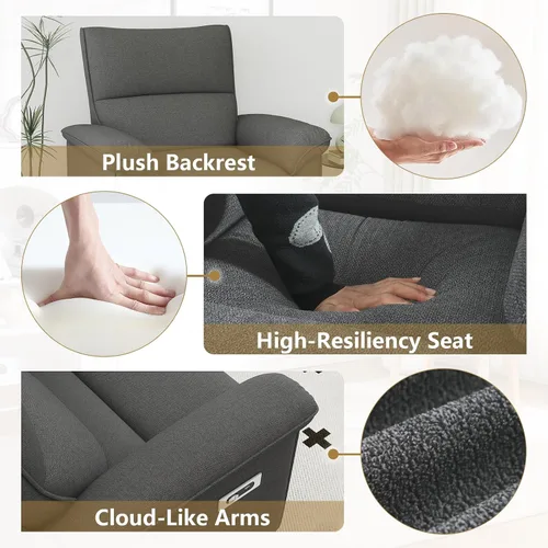 Vista 6 de cinkehome Reclinadores eléctricos de pared Hugger para espacios pequeños, reclinables eléctricos para caravanas con USB, moderna silla reclinable