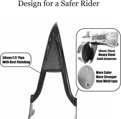 Vista 3 de Respaldo Negro Sissy Bar para Pasajero Almohadilla Trasera Compatible con Harley Davidson Touring 97-08 Road King Electra Glide Street Glide Back