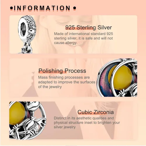 Vista 2 de H.ZHENYUE Winnie Characters S925 Silver Charm for Bracelet Necklace Sterling Silver Dangles for Women
