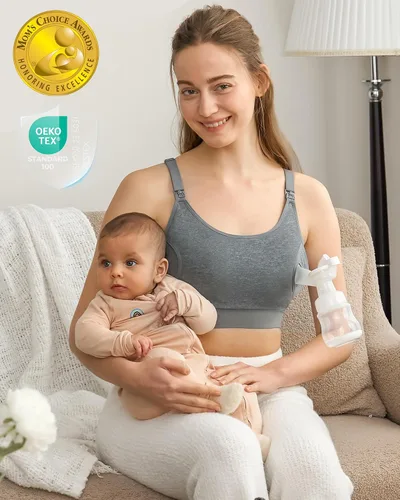 Vista 13 de Momcozy - Brasier para extracción de leche y lactancia, manos libres, ajustable, brasier todo en uno