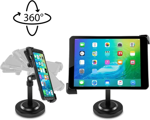 Vista 8 de LyxPro LYXATDPM - Soporte para tableta de teléfono celular, agarre con clip para mesa o escritorio, ángulo giratorio ajustable de 360 grados que se