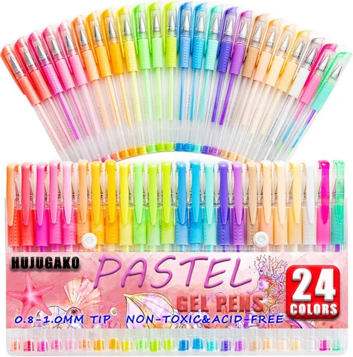 Vista 9 de Paquete de 48 bolígrafos de gel azules, 24 bolígrafos de gel de colores con 24 repuestos, 40% más de tinta para escribir suavemente para adultos