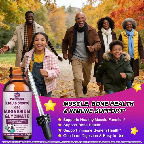 Vista 5 de Líquido de glicinato de magnesio para niños y adultos, glicinato de magnesio 200/100 mg con calcio, L-teanina, vitamina B6 zinc para un sueño