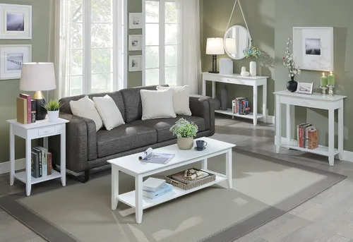 Vista 4 de Convenience Concepts American Heritage - Librero de escalera con cajón para archivos, Pino, Blanco