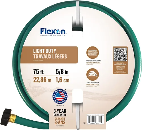 Vista 11 de Flexon Manguera de jardín de servicio ligero de 1/2" x 25 pies – Liviana, flexible, resistente a dobleces, vinilo duradero, acoplamientos a prueba
