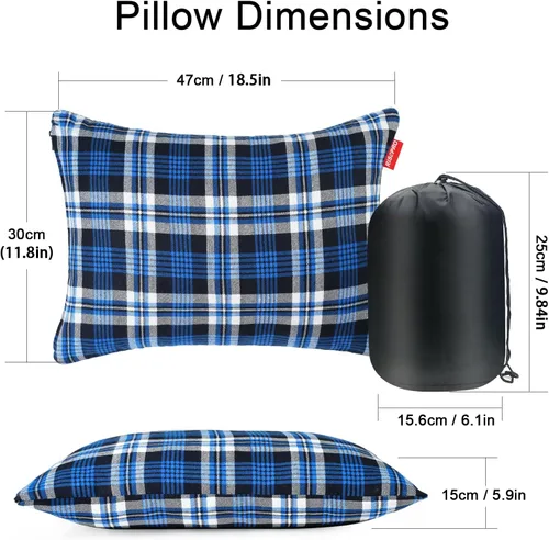Vista 2 de Almohada para acampar al aire libre, ligera, comprimible, fundas de almohada de viaje de franela, funda de almohada extraíble lavable para acampar