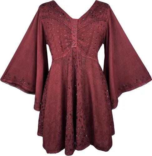 Vista 7 de Agan Traders Blusas bordadas bohemias de primavera 2025 para mujer, con cuentas de mariposa, manga acampanada, tops para mujer
