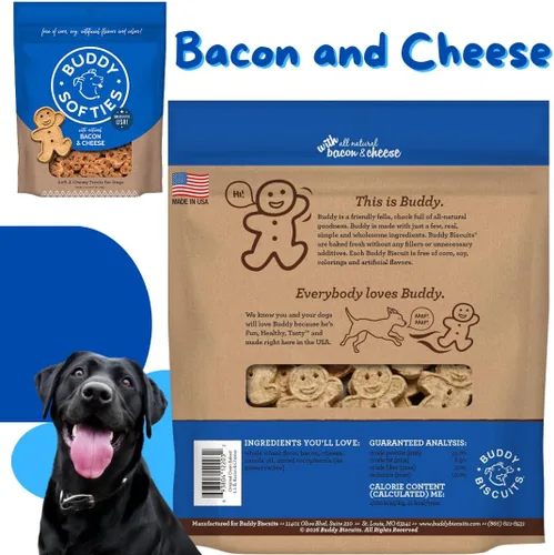 Vista 6 de Buddy Biscuits - Paquete variado de golosinas para perros, 6 onzas, incluye pollo, tocino y queso, mantequilla de maní y carne de res a la parrilla