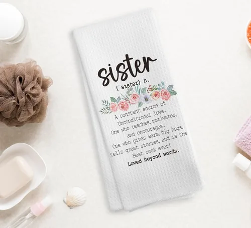 Vista 2 de Regalos para Hermanas Toallas de Cocina y Paños de Cocina, Las Mejores Toallas de Mano para Hermanas Paños de Cocina para Baño y Cocina, 16x24