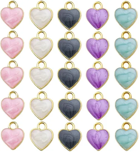 Vista 16 de WOCRAFT 24 dijes de pulsera de corazón de amor para hacer joyas, San Valentín, boda, rosa, flor, para bricolaje, collares, llaveros y suministros