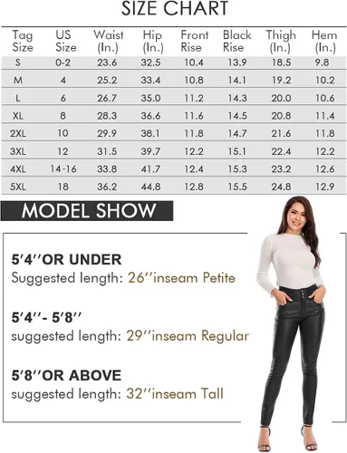 Vista 6 de ECUPPER Leather Pants for Women High Waist Stretchy Trousers