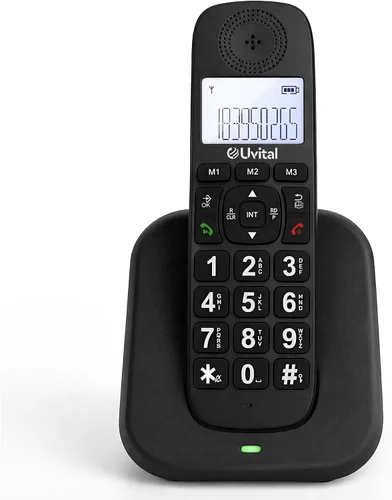 Vista 10 de Uvital Teléfono inalámbrico con DECT 6.0, altavoz dúplex completo, pantalla iluminada, identificación de llamada/llamada en espera/bloqueo