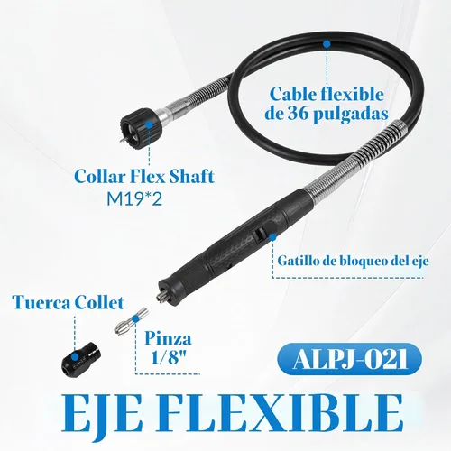 Vista 2 de Accesorio de herramienta giratoria de eje flexible con agarre cómodo y cable de 36 pulgadas de largo, pulidor y mini lijadora, ideal para grabado