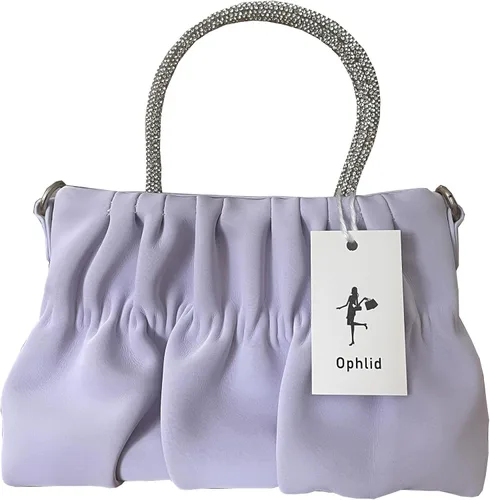 Vista 5 de Bolsos de cuero suave para mujer, bolsos de noche con diamantes de imitación de boda, elegante bolso de mano de fiesta, bolso cruzado morado, Púrpura