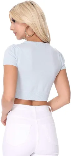 Vista 5 de YEMAK - Chaqueta de mujer de manga corta con botones recortados (S-4X)