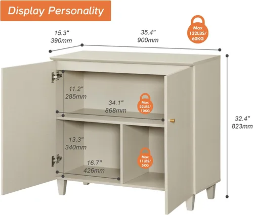 Vista 2 de WAMPAT Cómoda pequeña para dormitorio, cómoda de madera moderna de 35.4 pulgadas para armario organizador de almacenamiento con 3 compartimentos
