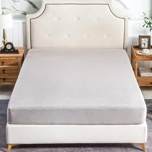Vista 5 de PURE ERA Sábana bajera ajustable de algodón de punto de jersey (sin sábana encimera ni fundas de almohada) con bolsillo profundo de hasta 15 a 20