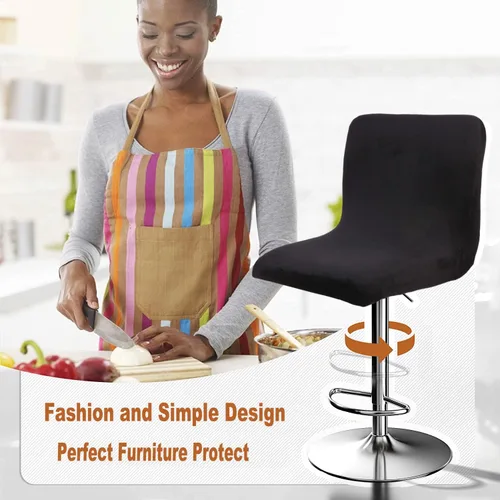 Vista 5 de Fundas de asiento para taburete de bar de terciopelo, fundas cuadradas para taburete de bar, fundas para sillas de altura de encimera (2, negro)